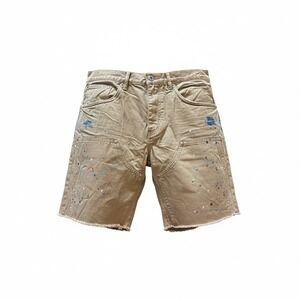 Purple Brand P020 Tan Paint Splatter Double Knee Shorts Mens 34 NWT